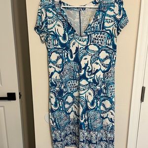 Lilly Pulitzer Blue Elephant T-shirt Dress